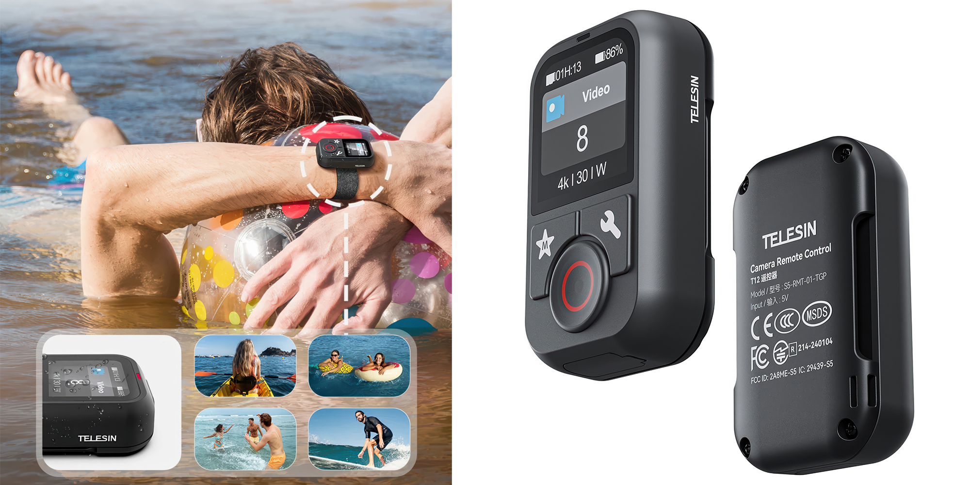 Pilot Telesin S5-RMT-01-TGP do kamer GoPro Hero 8 / 9 / 10 / 11 / 12 / 13 / Max